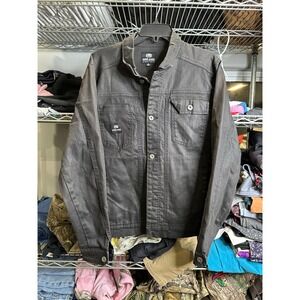 Ecko Unltd Jacket Mens Medium Black Button Up Denim Style Long Sleeve